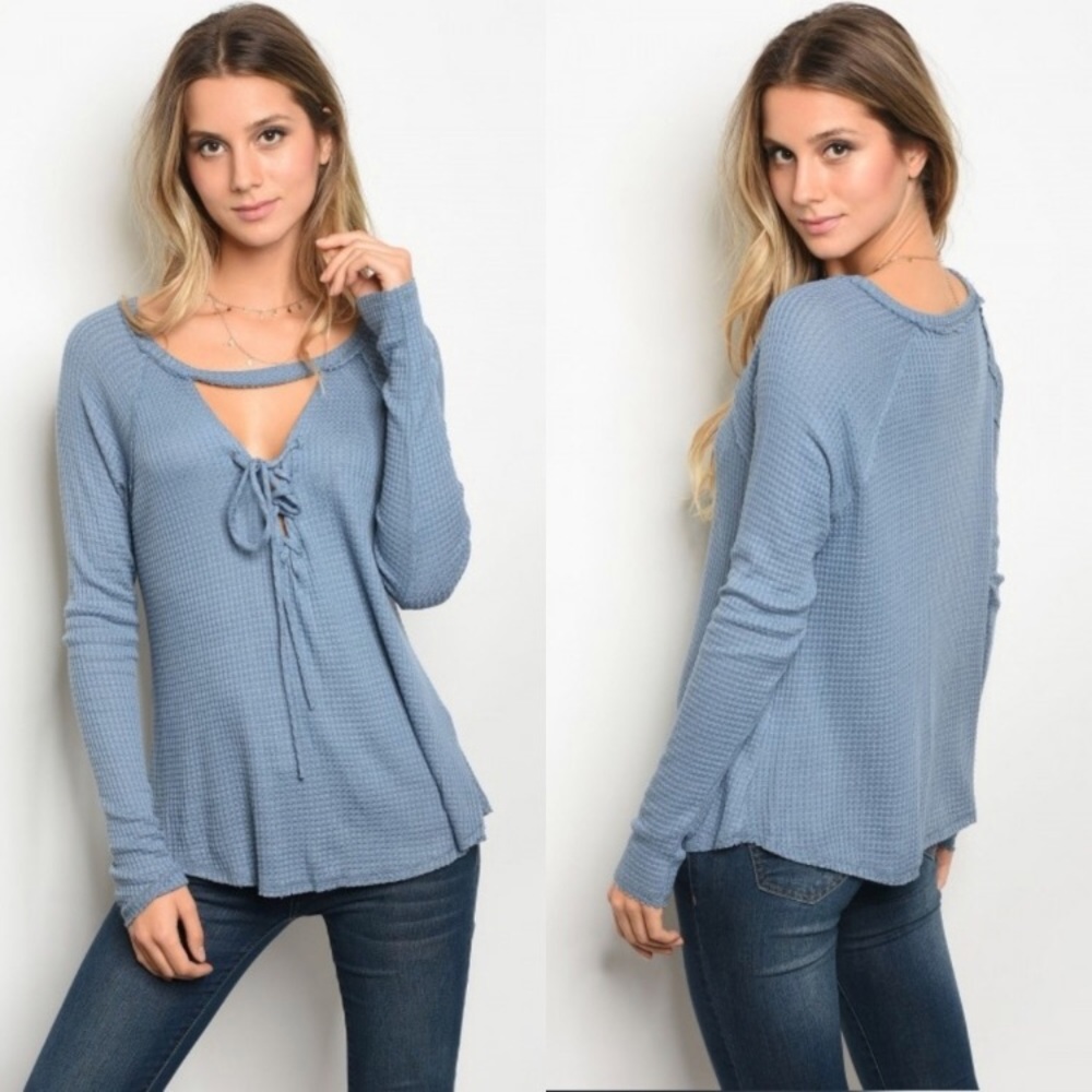 LAST ONE - Waffle Knit Choker Top